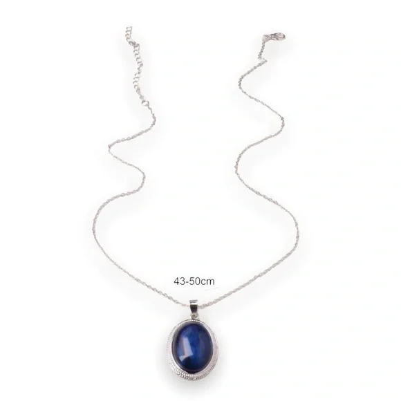 New Woman’s Sterling Silver Natural Brazilian Blue Kyanite Gemstone Necklace - Picture 6 of 10